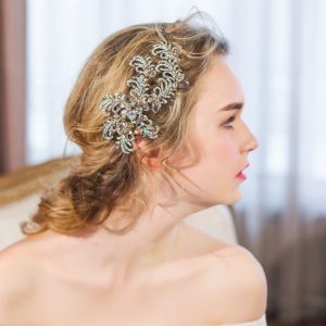 New Gold With Aqua White Beads Hair Accessory Code 25 Dance