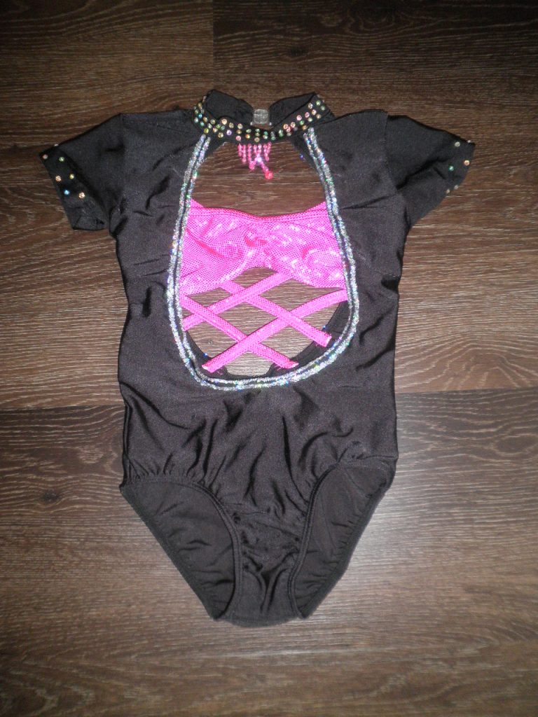 MC Preloved Solo Black Pink Decorated Leotard Size G10 Dance