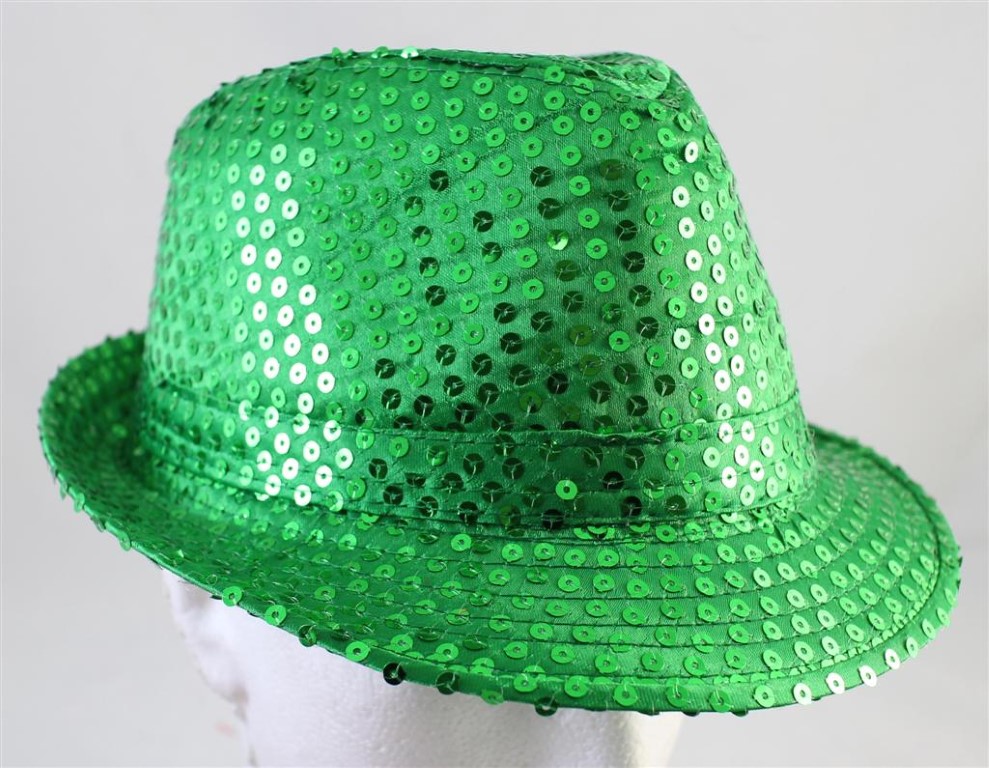 New Green Sequin Fedora Hat | Dance Costume Supplies