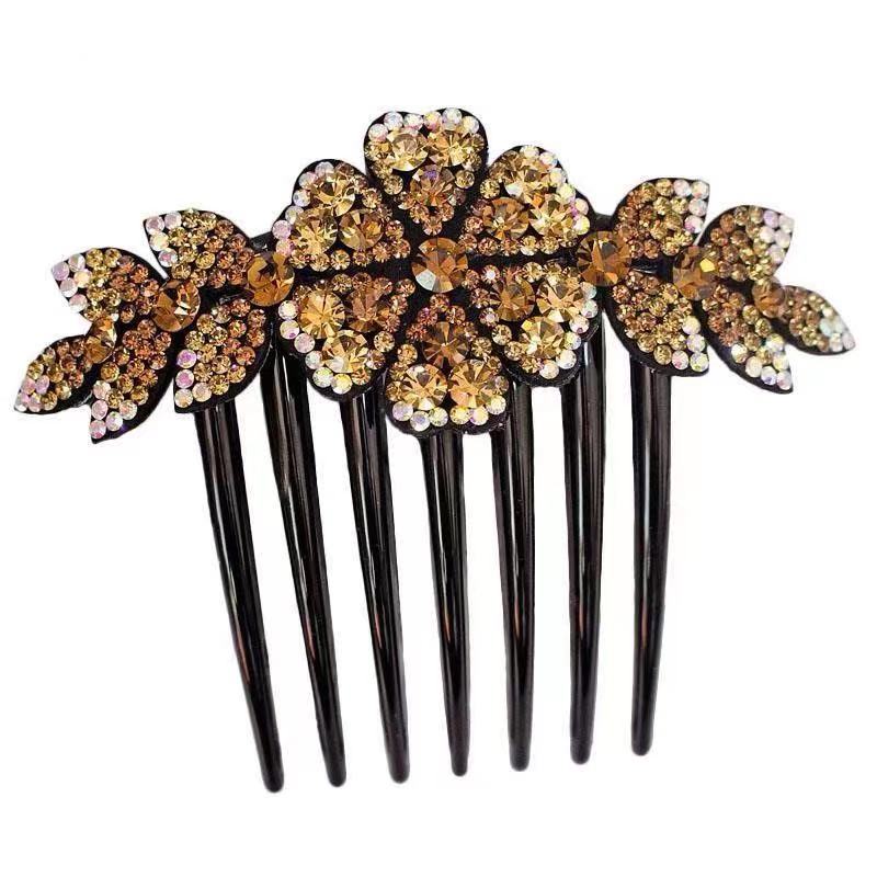 New Champagne Light Brown Coloured Gem Large Hair Comb Accessory ...