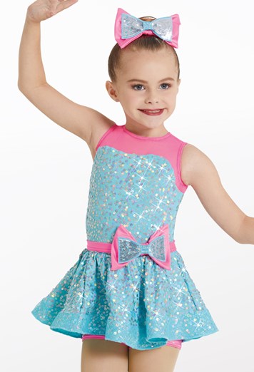 IC New Solo Weissman Aqua & Pink Sequin Costume with Hair Bow Size IC ...