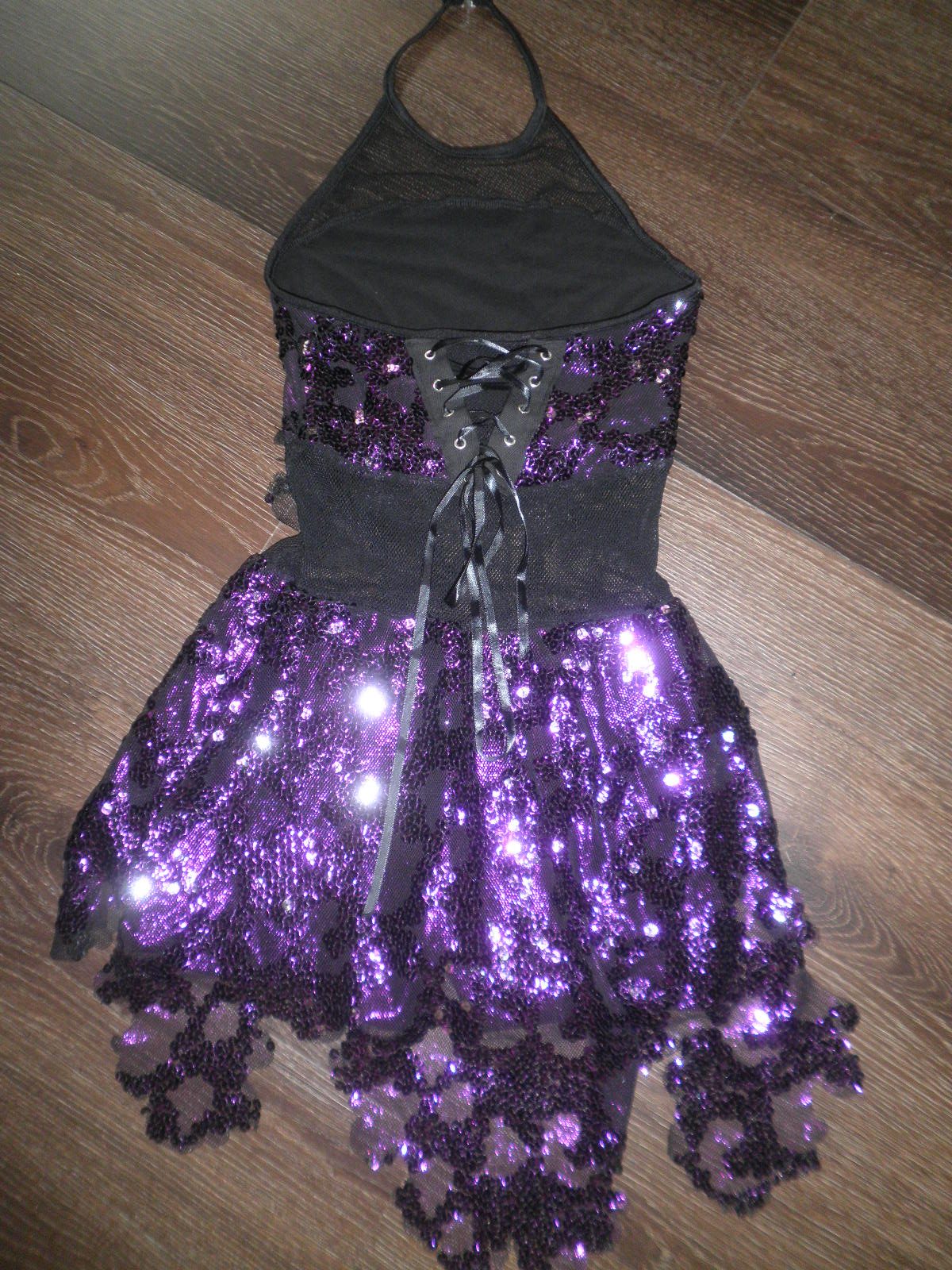 SA Preloved Solo Cicci Purple & Black Sequin Costume Size SA Dance