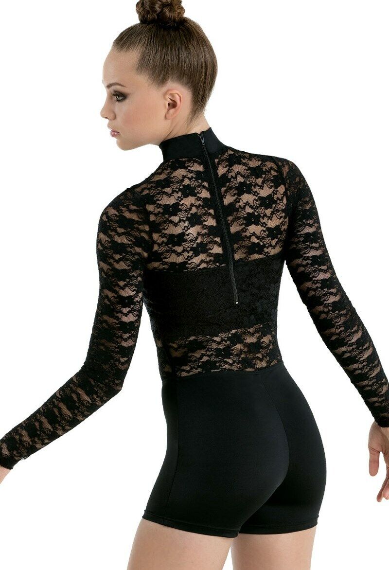 Sa Preloved Solo Balera Black Lace Long Sleeve Unitard Size Sa Dance Costume Supplies 