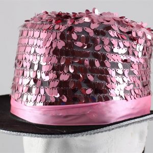 New Set Pink Sequin Glitter Top Hat (Set of 12)