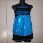 Preloved Solo Curtain Call Blue Hologram Sparkle Lycra & Black Costume Set CXL