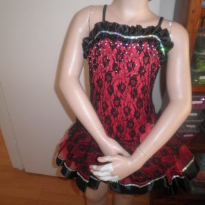 Preloved Set Curtain Call Red & Black "Lacey" Costumes Sizes CM-CXL (Set of 5)