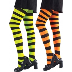 New Set Striped Orange and Black Stockings (Set of 12) One Size