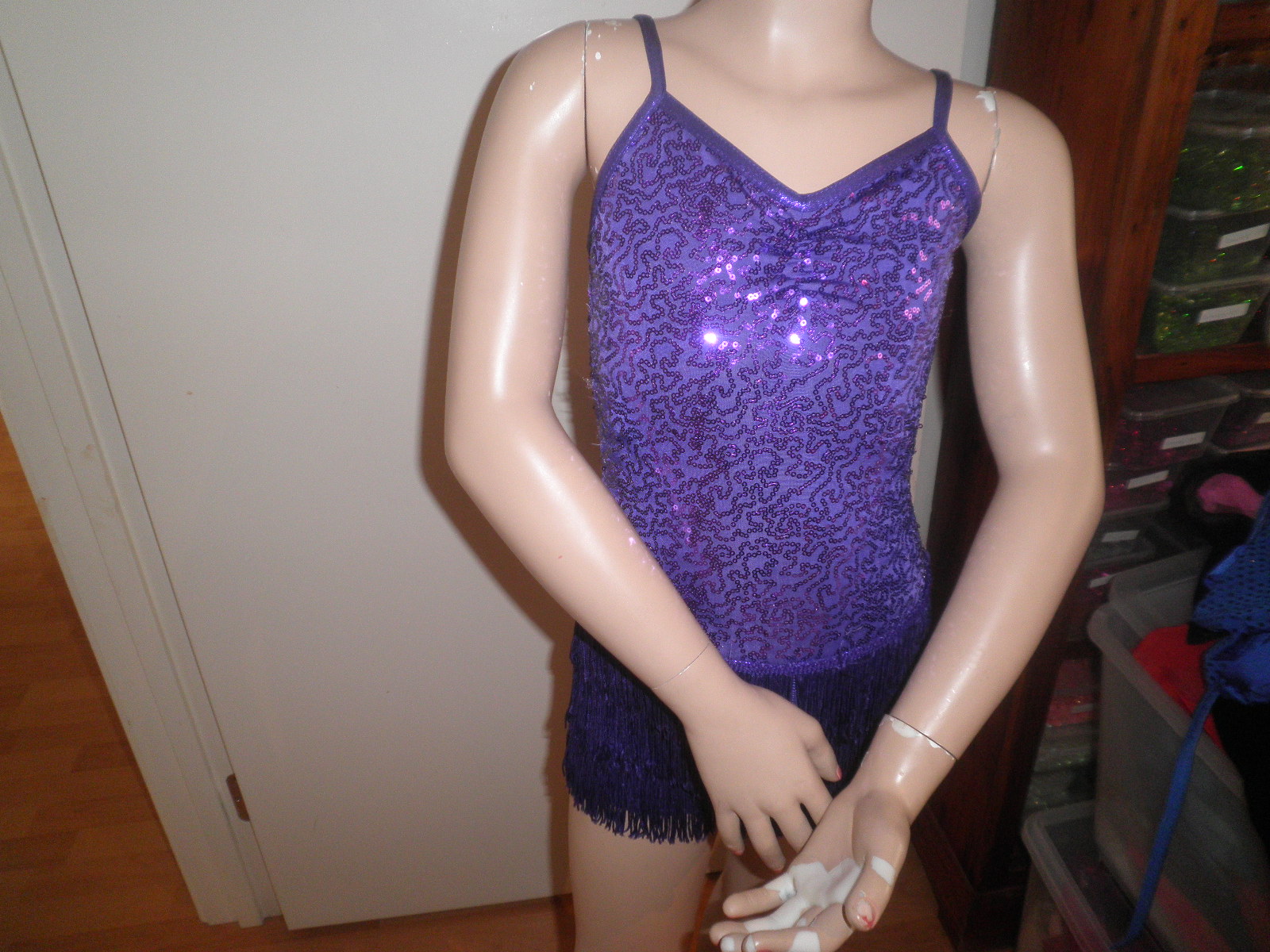 Preloved Solo Weissman Purple Sequin Fringe Costume Size SC