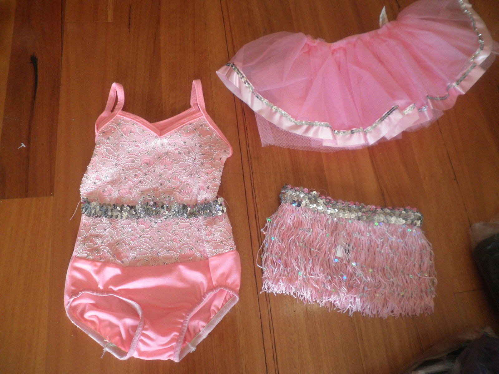 Preloved Solo Curtain Call 3 Piece Pink & Silver Costume Size CXS
