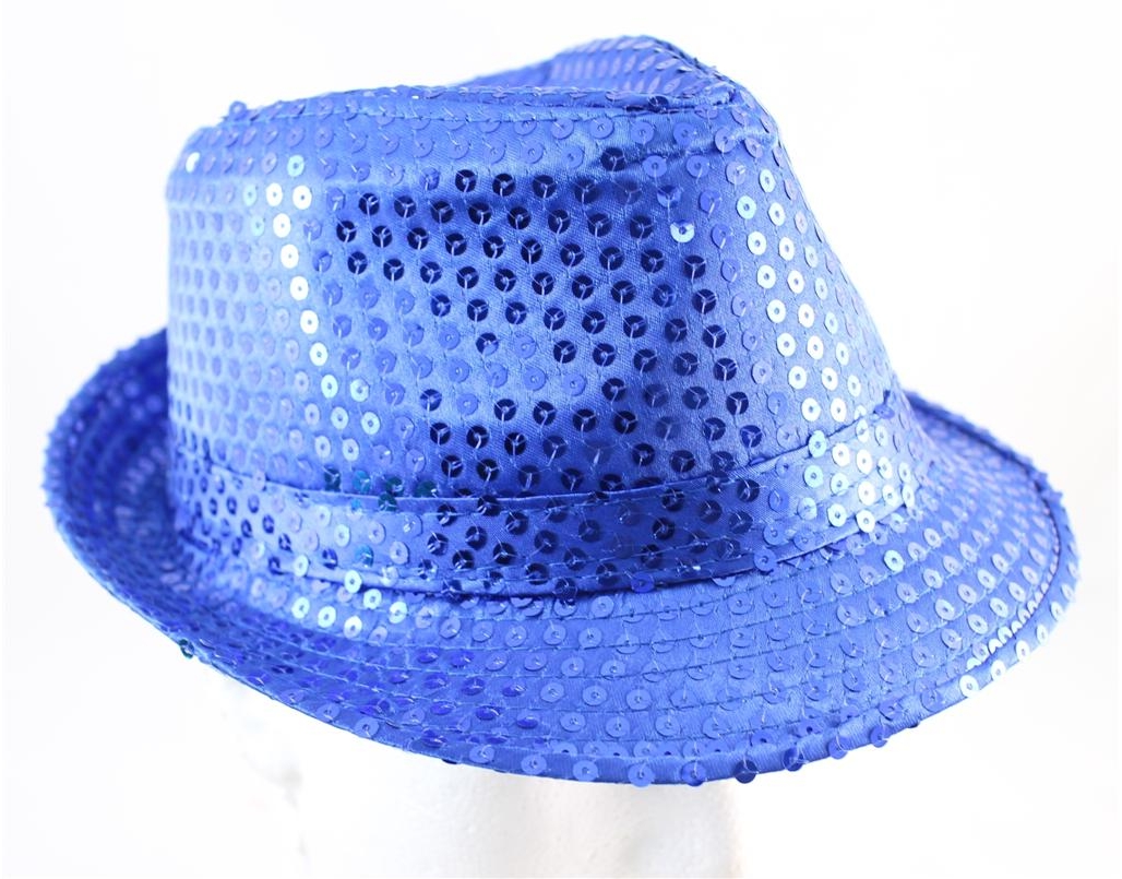 New Set Blue Sequin Fedora Hats (Set of 24)